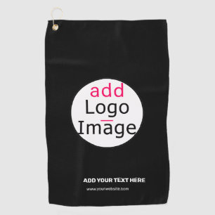 Extravagant Business Chic Customisable Logo Black Golf Towel