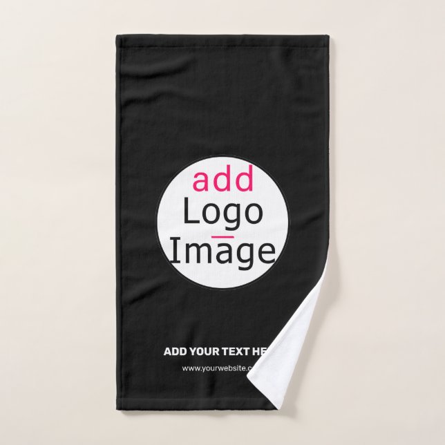 Extravagant Business Chic Customisable Logo Black Hand Towel (Hand Towel)