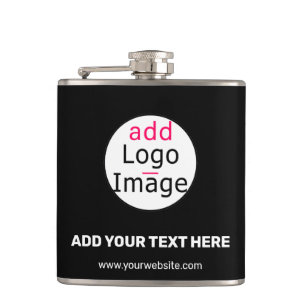 Extravagant Business Chic Customisable Logo Black Hip Flask
