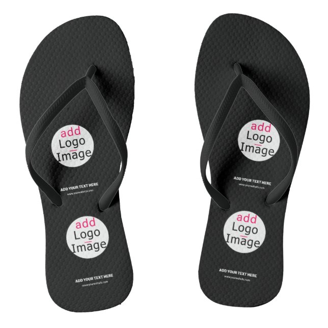 Extravagant Business Chic Customisable Logo Black  Jandals (Footbed)