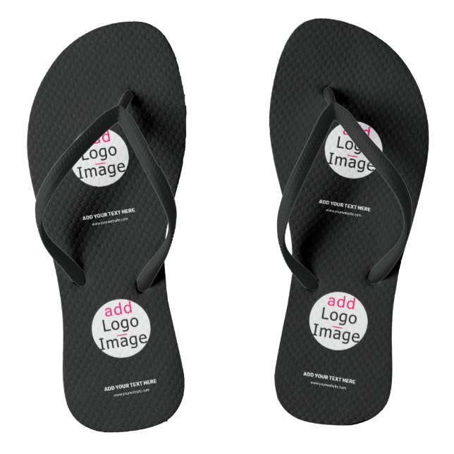 Extravagant Business Chic Customisable Logo Black Jandals (Footbed)