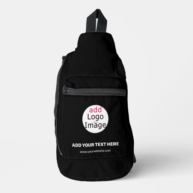 Extravagant Business Chic Customisable Logo Black  Sling Bag (Front)