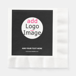 Extravagant Business Custom Logo Black Napkin