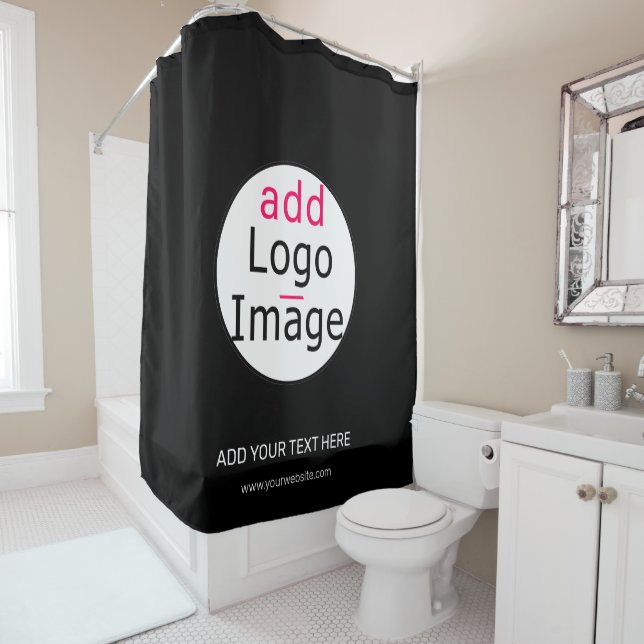 Extravagant Business Promotion Customisable Black  Shower Curtain (In Situ)