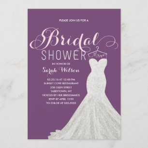 Extravagant Dress Custom Colour   Bridal Shower Invitation