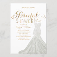Extravagant Dress Gold | Bridal Shower Invitation