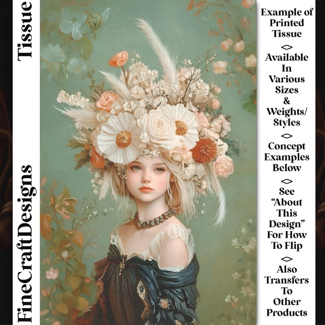 Extravagant Floral Headdress, Woman CN9 Decoupage Tissue Paper (Creator Uploaded)