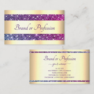 Extravagant Gold Effect Purple Glitter Sparkle Business Card