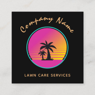 Extravagant Palm Tree Sunset Exotic Landscaping  Square Business Card