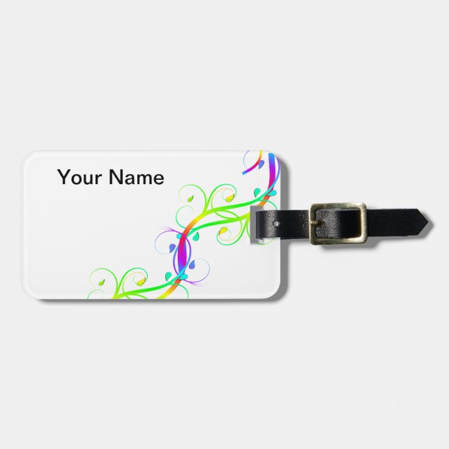Extravagant Rainbow Flourishes Luggage Tag (Front Horizontal)