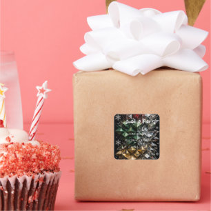 Extreme 3D Mosaic Christmas Tree Abstract Square Sticker