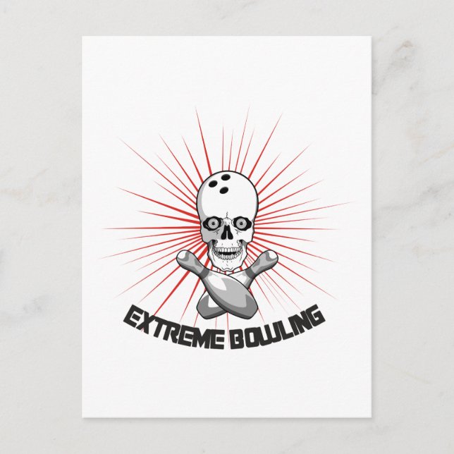 Extreme Bowling Skull & Cross Pins Postcard (Front)
