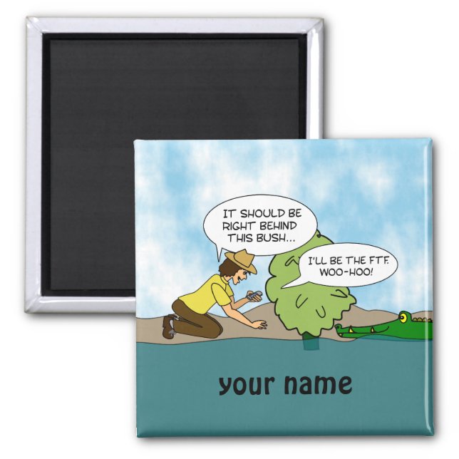 Extreme Cache Geocaching Cartoon Custom Name Magnet (Front)