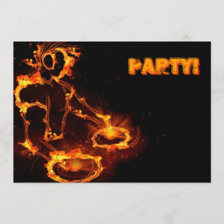 Extreme cool Flaming DJ party invitation. Invitation