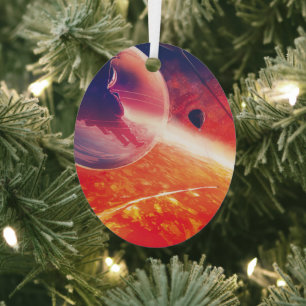Extreme Hot Air Balloon on Volcanic Hellscape Metal Tree Decoration