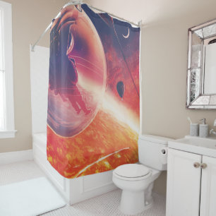 Extreme Hot Air Balloon on Volcanic Hellscape Shower Curtain