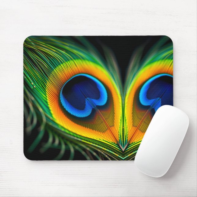 Extreme Macro of Peacock Feather Eye Mouse Pad (With Mouse)