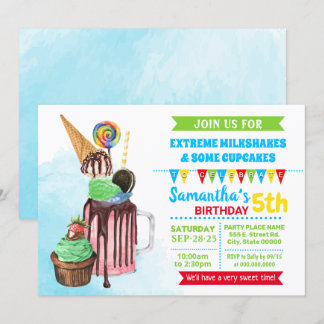 Extreme milkshakes ice cream birthday party invitation