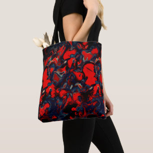 Extreme red spots on grey edges a dark background tote bag