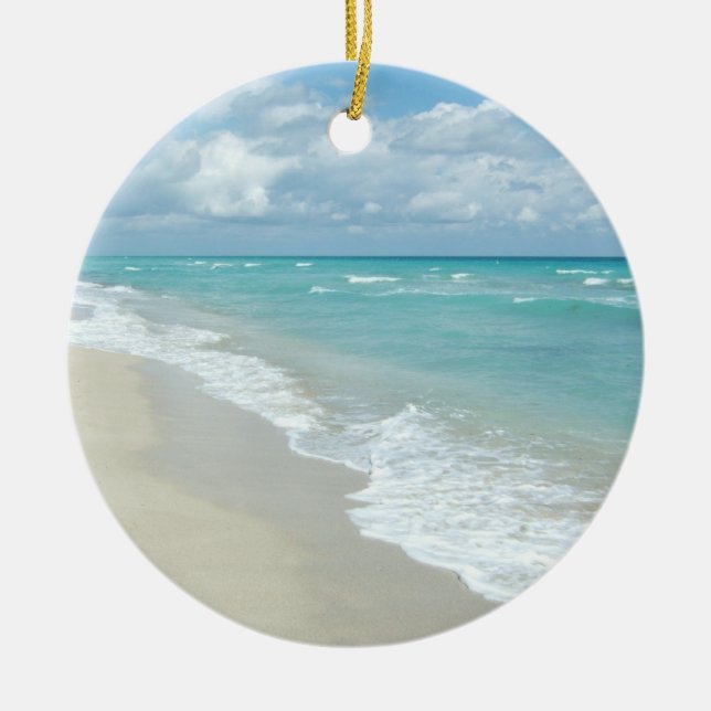 Extreme Relaxation Beach View White Sand Ceramic Tree Decoration (Front)
