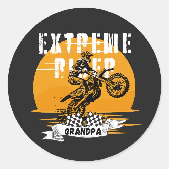 Extreme rider grandpa classic round sticker (Front)