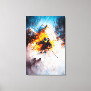 Extreme Ski Descent - Dynamic Sports Art - Winter Canvas Print