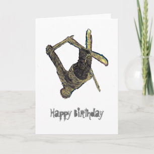 Extreme Ski Happy Birthday Card (White)