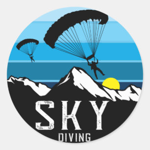 Extreme Skydiving Parachute Sports Classic Round Sticker