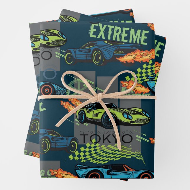 Extreme Tokyo Street Racing Pattern Wrapping Paper Sheet (In situ)