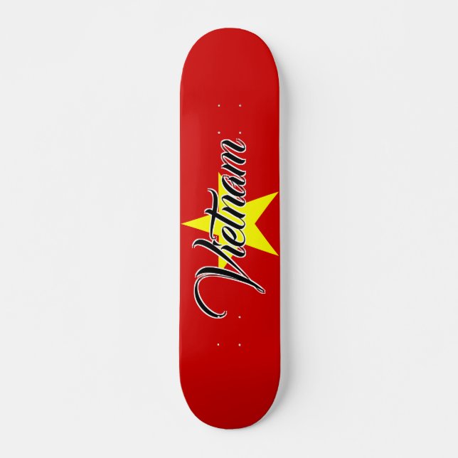 Extreme Vietnam Flag Yellow Star Design Skateboard (Front)