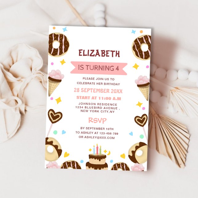 extremely cute sweet doughnut kid's birthday invitation (Creator Uploaded)