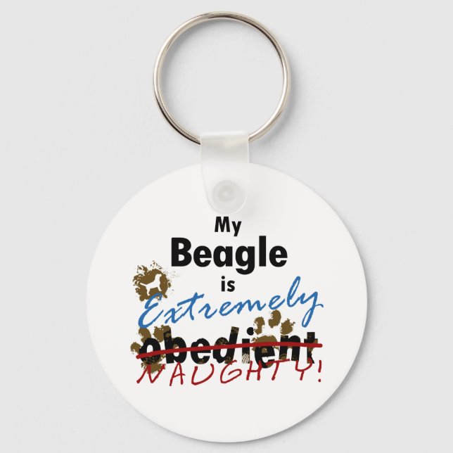 Extremely Naughty Beagle Key Ring (Front)