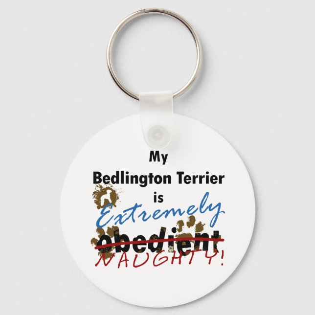 Extremely Naughty Bedlington Terrier Key Ring (Front)