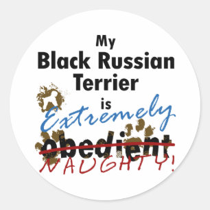 Extremely Naughty Black Russian Terrier Classic Round Sticker