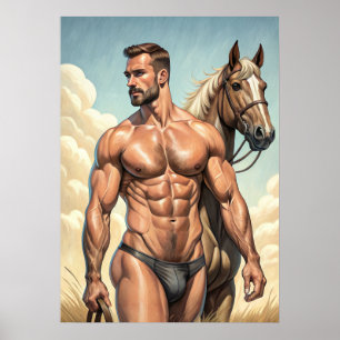 Extremelyhot dude with a horse poster
