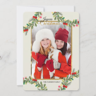 Exuberant Berries Photo Holiday Card Vertical