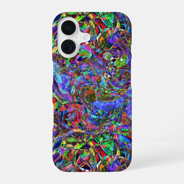 Exuberant Colour Flowing Abstract iPhone 16 Case (Back)