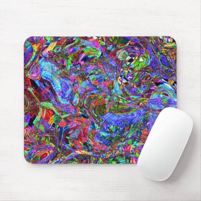 Exuberant Colour Flowing Abstract Mouse Pad (With Mouse)