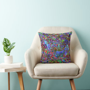Exuberant Colour Flowing Abstract Throw Pillow