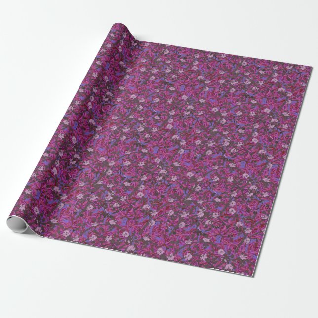Exuberant frosting rose garden wrapping paper (Unrolled)