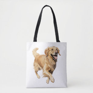 Exuberant Golden Retriever Playtime - Dynamic Dog Tote Bag