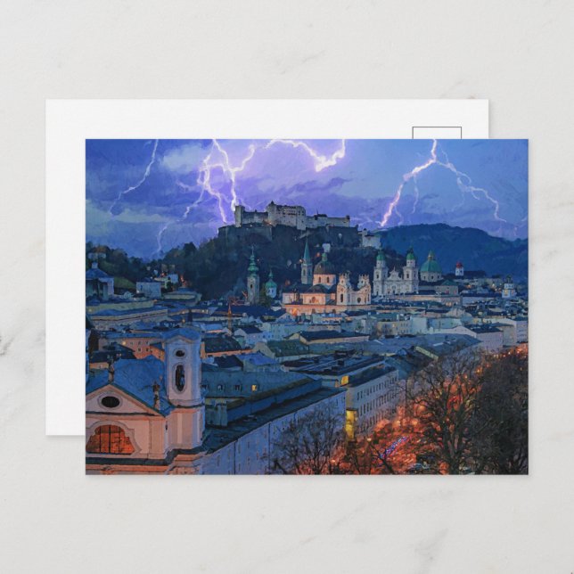Exultant Entrance - Night Lightning Scenery  Postcard (Front/Back)