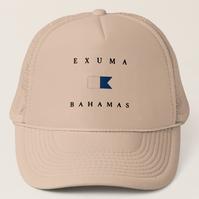 Exuma Bahamas Alpha Dive Flag Trucker Hat (Front)