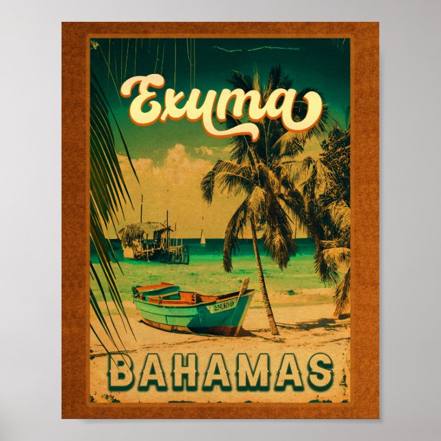 Exuma Bahamas - Beach Vintage Retro Souvenirs Poster (Front)