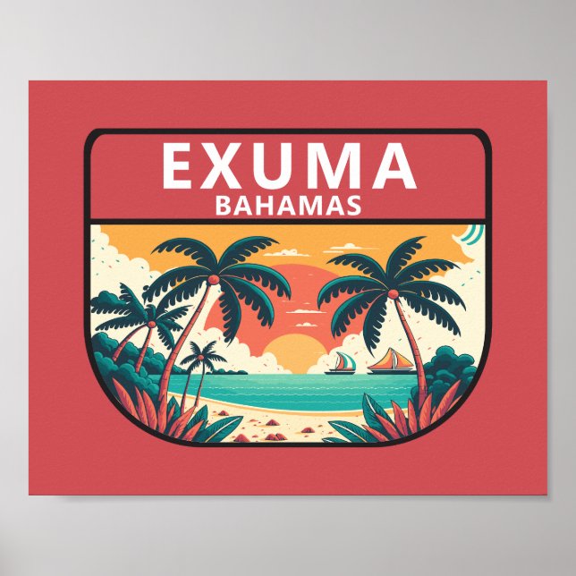 Exuma Bahamas Retro Emblem Poster (Front)