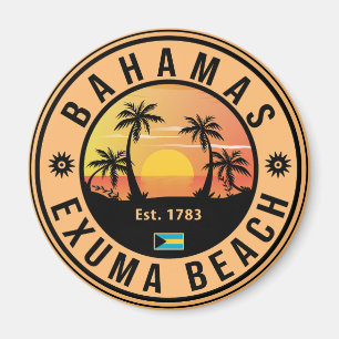 Exuma Bahamas Retro Sunset Vintage Souvenirs Magnet