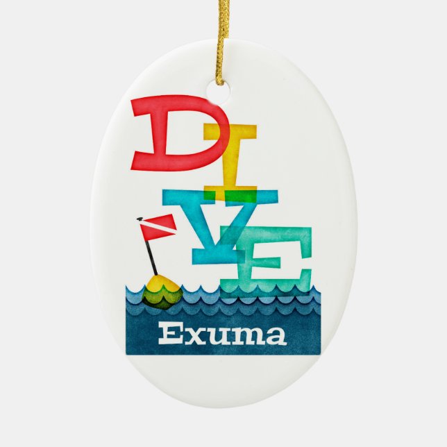 Exuma Dive - Colourful Scuba Ceramic Tree Decoration (Front)