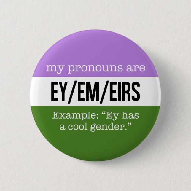 Ey/Em Pronouns – Genderqueer Flag 6 Cm Round Badge (Front)