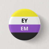 Ey/Em Pronouns Non-Binary Flag Badge