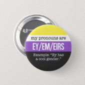 Ey/Em Pronouns – Nonbinary Flag 6 Cm Round Badge (Front & Back)